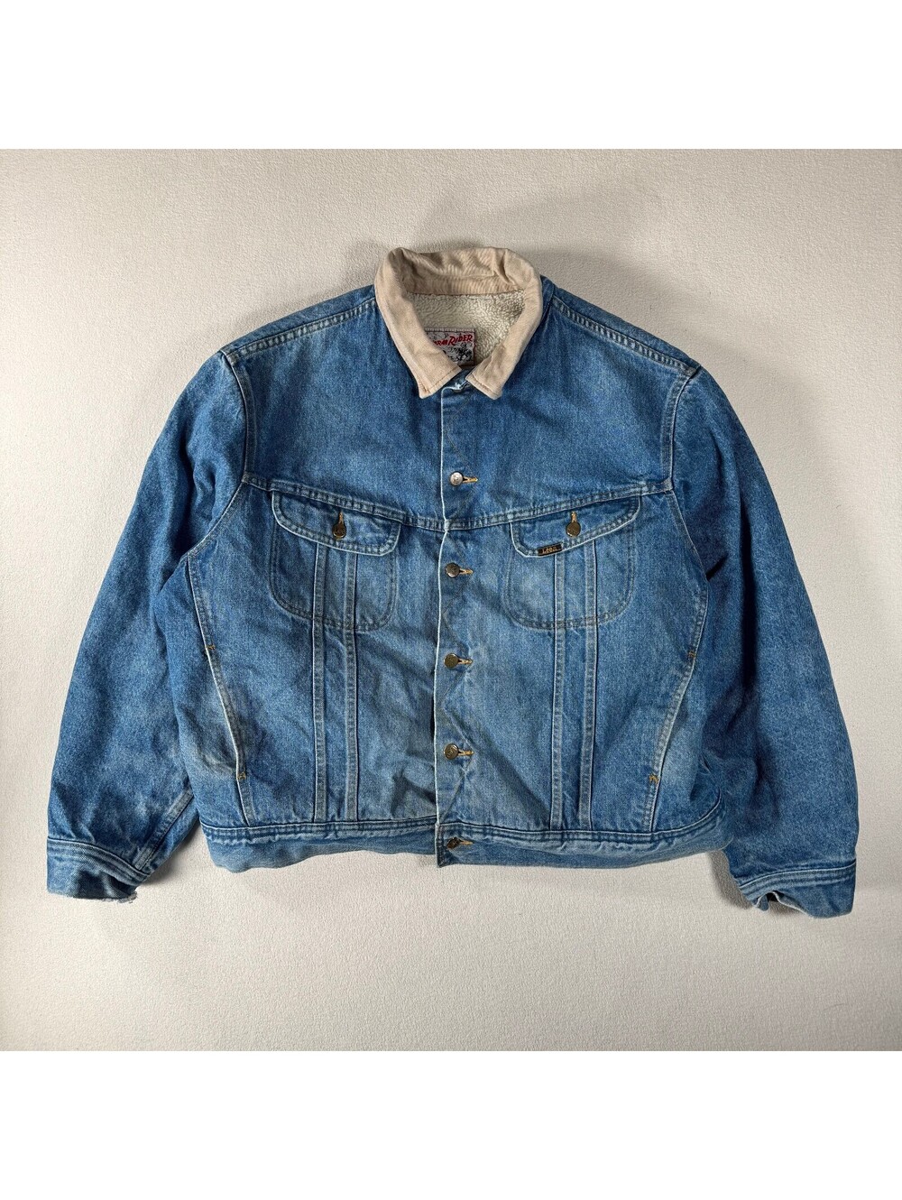 Lee Denim Sherpa Lined Storm Rider Jacket Corduroy Collar XL